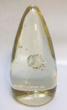 Art Glass Egg Shaped Paper Weight  Clear With Bubbles Inside 5.5” picture