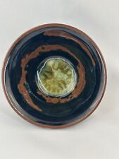 Vtg USA Handmade Art Pottery with Melted Recycled Glass Design Trinket Dish Bowl picture