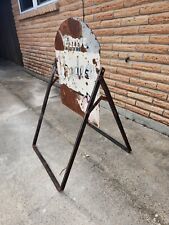 Rare Vintage Bordens Ice Cream Sidewalk Sign Double Sided Frame Bracket Patina  picture