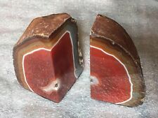 Amazing LARGE Banded Agate Geode Natural Gem Stone Bookends 5