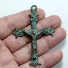 Circa 1800/50  AD Massive bronze European religious Christian cross pendant picture