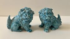 Pair Of 2 Turquoise Aqua Foo Dog Statues picture