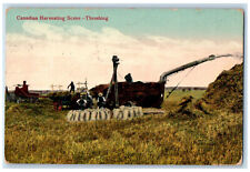 Canada Postcard Canadian Harvesting Scene Threshing 1911 Antique Posted picture