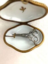 RARE Limoges France Peint Main A.M. Butterfly Scissor Trinket Box~Signed picture