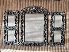 Victorian Antique Style Trifold Multi Photo Picture Frame Metal Three Fold Frame picture