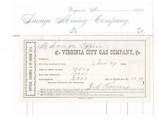 1884 VIRGINIA CITY, NEVADA Billhead: Gas Co. to Savage Mine, Comstock NV picture