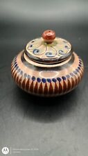 Vintage Tonala Mexican Pottery Lided Trinket Dish Decorative Handpainted Decor  picture