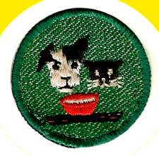 NEW 1955-59 CAT & DOG Pets Care Rare Girl Scout Badge Pets Merrow Edge  picture
