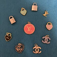 Lot of 10 Luxury Stamped  Zipper Pull Button Charms picture