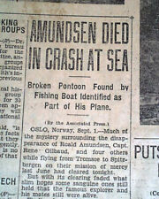 Polar Explorer ROALD AMUNDSEN Death Official AIRPLANE Latham 47 1928 Newspaper  picture