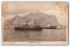 c1910's Palermo II Porto Steamer Ship Mountain Lighthouse Scene Antique Postcard picture