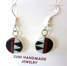 NWT Zuni Antionetti Ahiyite Multi-Stone Dangle Earrings Sterling Silver  1.25
