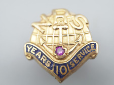 Vintage Navy Pin 10K Gold & Red Ruby NAVY RELIEF SOCIETY 10 Year - 1/10 10K GF picture