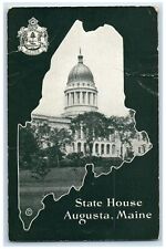 c1950 State House Capitol Building Tower Map Augusta Maine ME Unposted Postcard picture