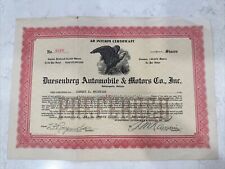 Duesenberg Automobile and Motors Co., Inc. - Ad Interim Certificate 1922 #3376 picture