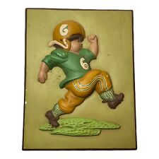 VTG 70s Green Bay Packers Chalkware Plaster Plaque Picture Wall Hanging 3D 14x11 picture