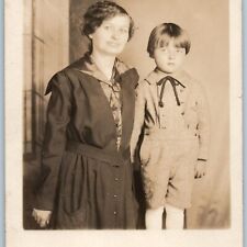 c1910s Lovely Young Lady & Little Boy RPPC Mother & Child Portrait Big Lips A187 picture