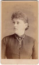 CIRCA 1870s CDV SERVICE LADY IN BLACK DRESS NAMED BRIDGETON NEW JERSEY picture