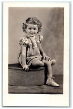 c1940's Cute Little Girl Curly Hair Studio Portrait Vintage RPPC Photo Postcard picture