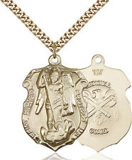 Men's 14K Gold Filled St Michael Nat'l Guard Military Catholic Medal Necklace picture