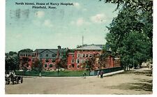 vintage 1915 North Street House of Mercy Hospital Pittsfield MA Postcard horse picture