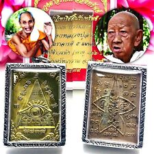 Pyramid All Seeing Eye Seek Lucky Windfall Fortune Metal Cover Thai Amulet 15246 picture