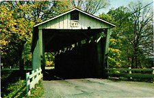 Everett Road Covered Bridge Boston Township OH Chrome Postcard Vintage picture