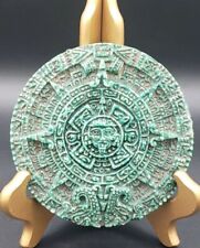 Mayan Aztec Sun Calendar Green Crushed Stone Mexican Wall Hanging Art 5.5