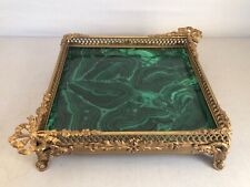 Antique French Gilded Bronze and Natural Malachite Tray picture