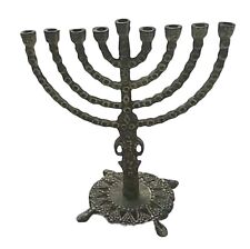 Vintage Brass Menorah 9 Branch 9” Tall Israel K_L 1508 Judaism Hanukah picture