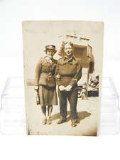 Vintage WWII 1944 Military Couple in Cairo Egypt Photo - Willys Jeep Uniforms picture
