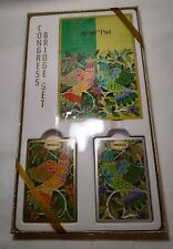 VINTAGE SEALED PKG Congress Playing Card Sets - MCM Birds & Score Pad picture