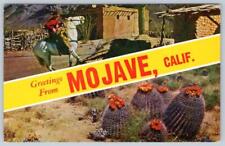 1965 GREETINGS FROM MOJAVE CALIFORNIA CA CACTUS COWBOY HORSE VINTAGE POSTCARD picture