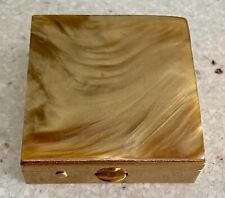 Vintage Gold Tone Square Divided Pill Box - Bakelite? picture