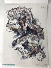Mythical Creature Orange Black & White Mythical Chinese Serpent Dragon Tattoo picture