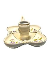 VERY RARE MID CENTURY LIPPER & MANN CANDLE HOLDER WITH VIOLETS, GOLD TRIM picture