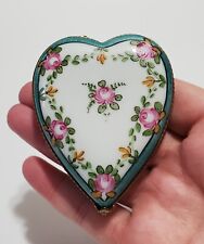 Vintage Limoges France Trinket Box, Pill, Heart-shaped, Hand-Painted Porcelain picture