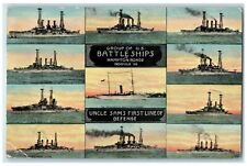 1912 Group Of US Battleship In Hampton Roads Norfolk VA Multiview Postcard picture