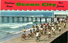 Vintage Postcard- Bicycling on the Boardwalk, Ocean City, NJ. 1960s picture
