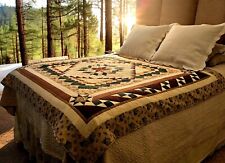 VINTAGE Quilt Handmade Diamond Point Pattern Fall Colors 84 × 72  Excellant  picture