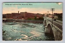 Waterville ME-Maine, Bridge And Lockwood Mills, Antique, Vintage c1913 Postcard picture