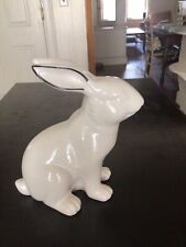 9” Ceramic Bunny Rabbit Figurine. Glossy White with touch of black. No chips picture