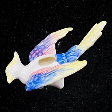 Vintage Art Pottery Multicolored Bird Tealight Candle Holder 3.5”T 6.5”W picture