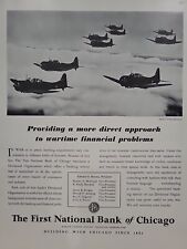 1942 First National Bank of Chicago Fortune WW2 Print Ad Q4 Navy Bomber Planes picture