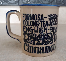 VTG Vintage Cup Mug Ceramic Tea Types Varieties Farmhouse Cottagecore 12 oz. picture