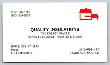 Vintage Business Card Quality Insulations Lawrence Massachusetts picture