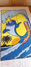 1985 Charlie The Tuna Surfing Beach Towel Starkist RA BRIGGS All Cotton 59x36