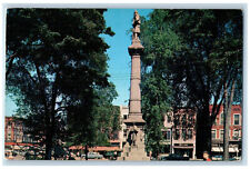 c1950's Soldiers Monument In Heart of Downtown Elyria Ohio OH Postcard picture