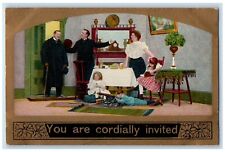 c1910's Family Cannon Toy You Are Cordially Invited Unposted Antique Postcard picture