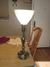 VTG rare brass Table Lamp Organic Light Victorian Lighting with Milk Glass Shade picture